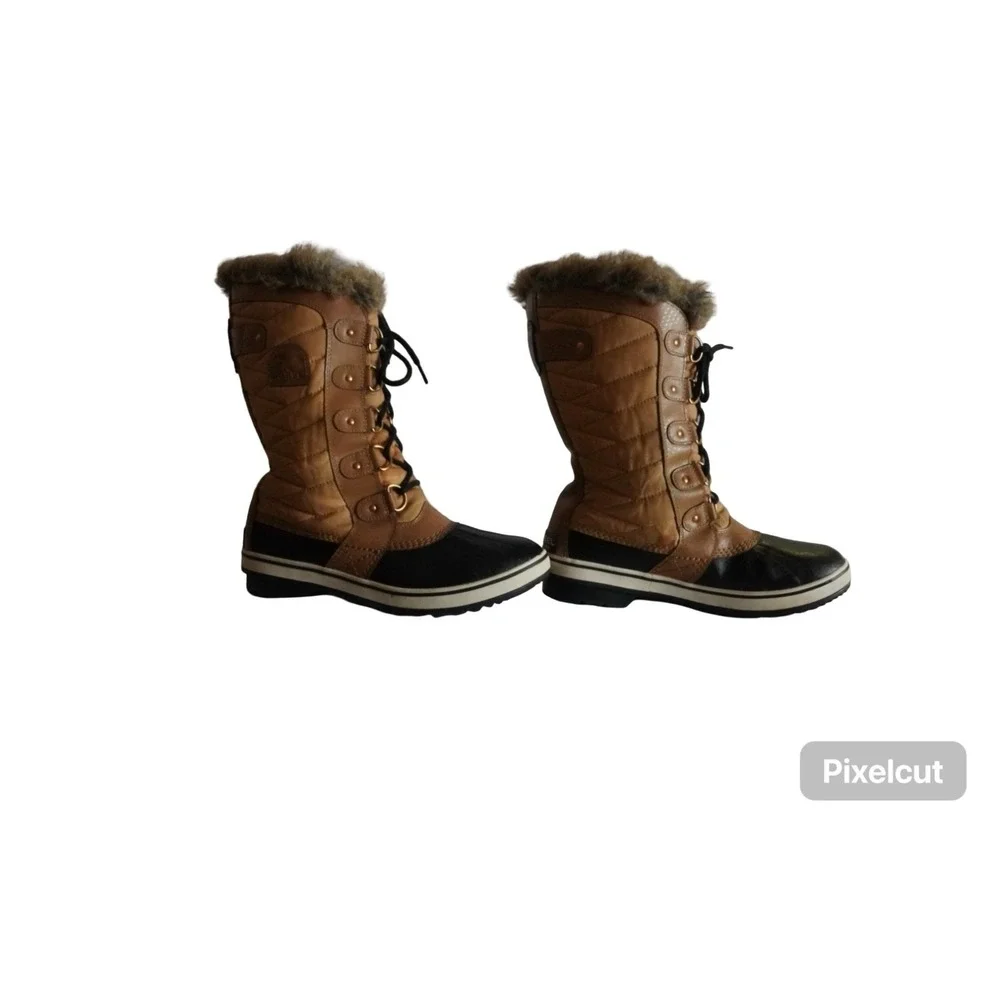 Sorel Tofino II NL2332-373 Womens Snow Boots 9.5 Brown Fur Lace-Up Mid Calf Boot